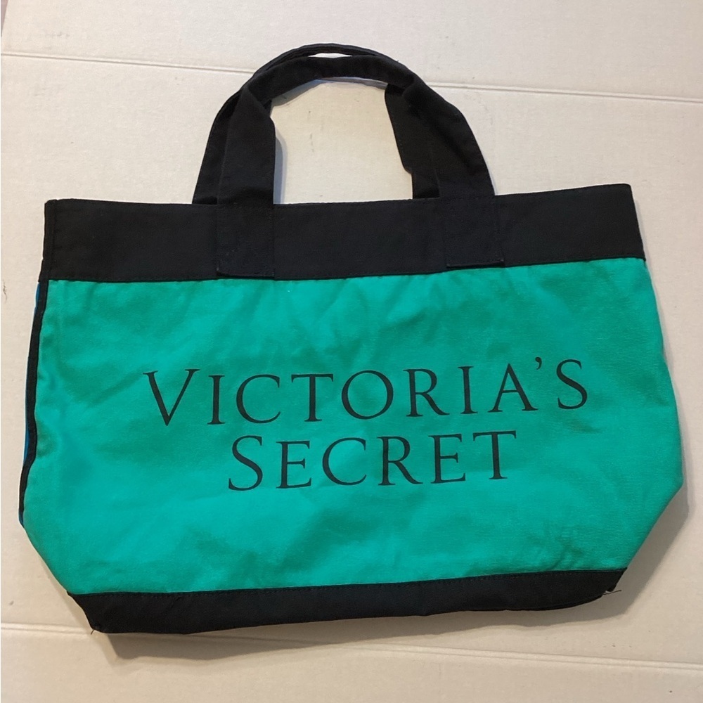 Victoria Secret 2 Side Color Tote Bag Color Green & Blue with logo on bag